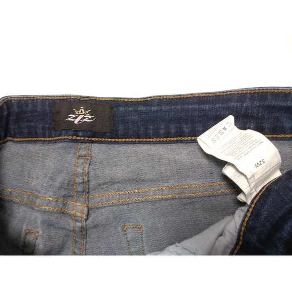 ZIZ Jeans Mens Size 32W Distressed Pocket Skinny Slim Leg Stretch Dark Denim - Picture 4 of 5